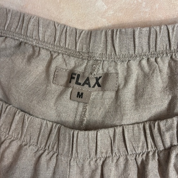 FLAX Linen Sun Shorts Beige/ Tan Flat Front Shorts,  medium - Picture 7 of 7